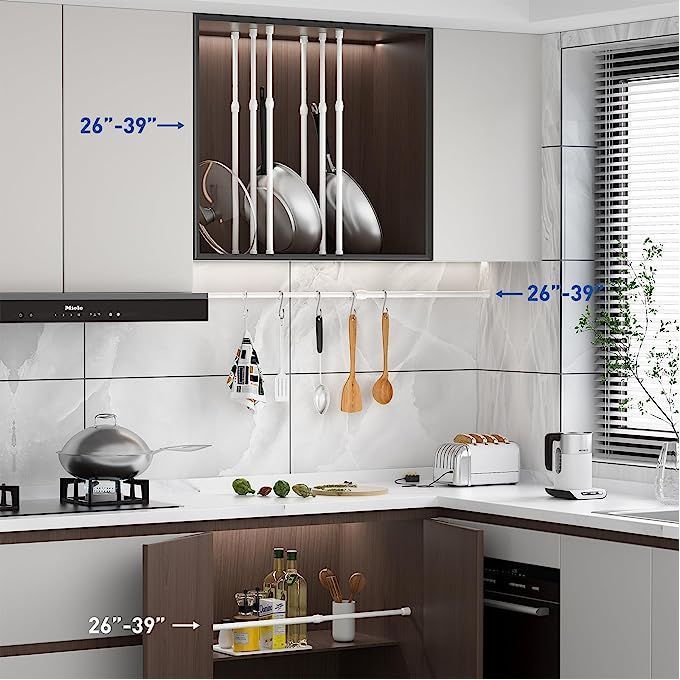 Punch-Free Adjustable Extendable Multi Purpose Telescopic Curtain Rod for Hanging Shower Curtain Wardrobe Bathroom Balcony Shelf - Image 4