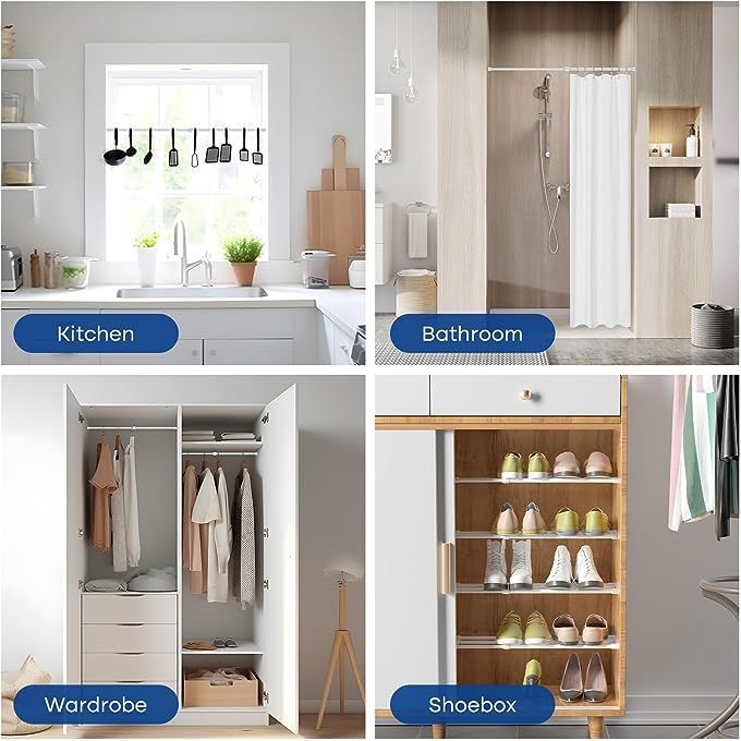 Punch-Free Adjustable Extendable Multi Purpose Telescopic Curtain Rod for Hanging Shower Curtain Wardrobe Bathroom Balcony Shelf - Image 3