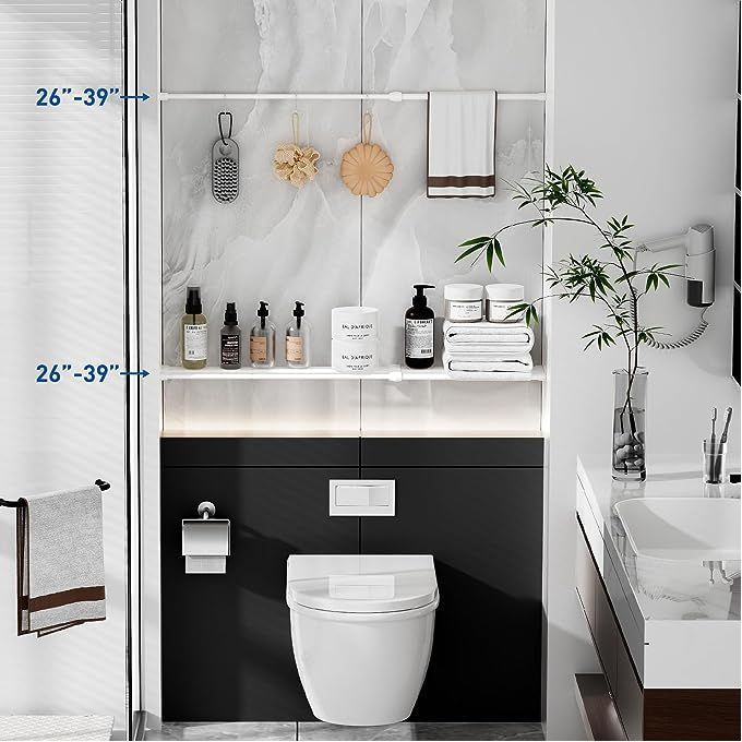 Punch-Free Adjustable Extendable Multi Purpose Telescopic Curtain Rod for Hanging Shower Curtain Wardrobe Bathroom Balcony Shelf - Image 2