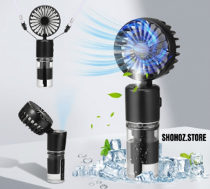 F2 Mini Portable Neck Fan – Foldable, Wearable, USB Rechargeable & Mist Spray Function